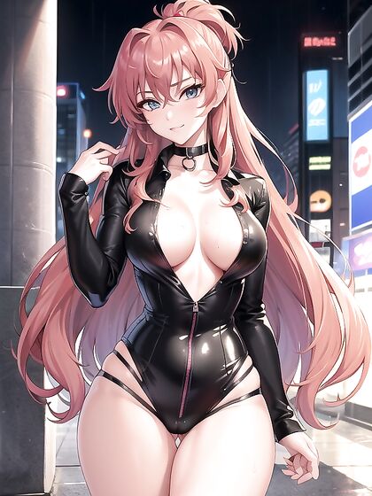 Blushingly Mischievous Brown-Eyed Beauty in Seductive Hentai AI Image