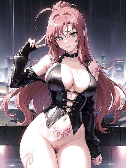 Large-Assed Beauty in a Choker Toyed with in Erotic Hentai AI Image