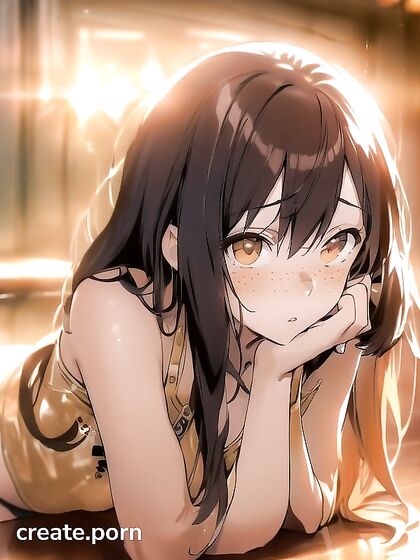 Brunette Ahegao Bliss - Cum Drenched Tongue in Seductive Hentai AI Image