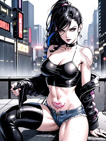 petite breasts, sitting down, unbuttoned in steamy Hentai AI Image