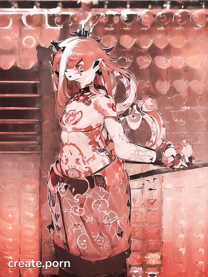 Hot Red-Tattooed Girl 18+s with Furry Animal Tails in Steamy Hentai AI Image