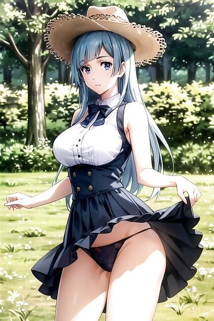 Red-Eyed Beauty Toys with Her Sensitive Nipples in Seductive Hentai AI Image