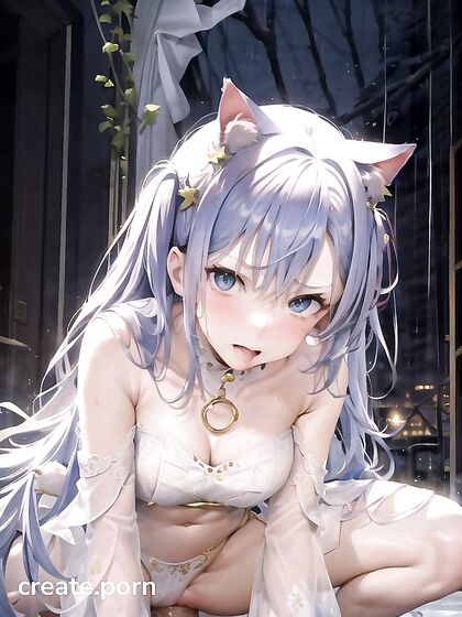 White-Haired Beauty Shows Off Her Busty Charms in Forest Hentai AI Image