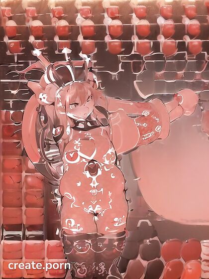 Exploring Her Own Vagina with Seductive Tattoos in Full Body Hentai AI Image