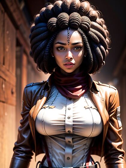 Mikasa Ackerman Rocks an Afro in Steamy African Hentai AI Image