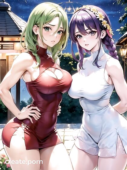 Massive Breasts and Muscular Body in Front View Hentai AI Image