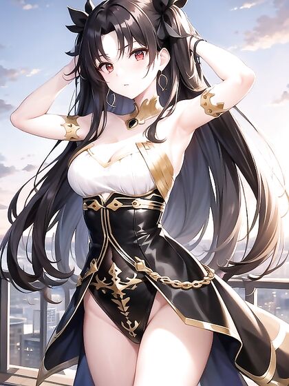 Ishtar Raises Her Arms on the Rooftop for Intense Hentai Pleasure
