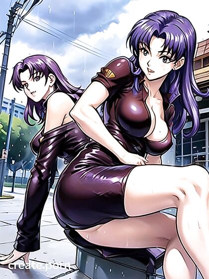 Raining Desire - Busty Babe Takes It From Behind in Steaming Hentai AI Image