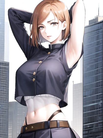 Nobara Kugisaki Spreads Her Wings on the Rooftop for Steamy Hentai AI Image
