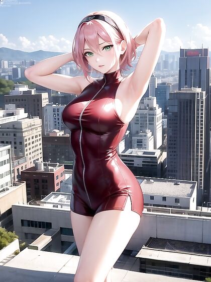 Sakura Spreads Her Legs on the Rooftop for Intense Hentai Pleasure