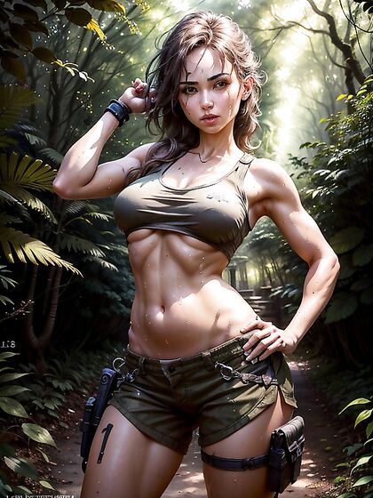 Underboob and Navel Exposed in Steamy Forest Hentai AI Image