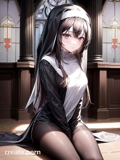 Embarrassed Nun Seduces in the Dead of Night HentaiFantasy