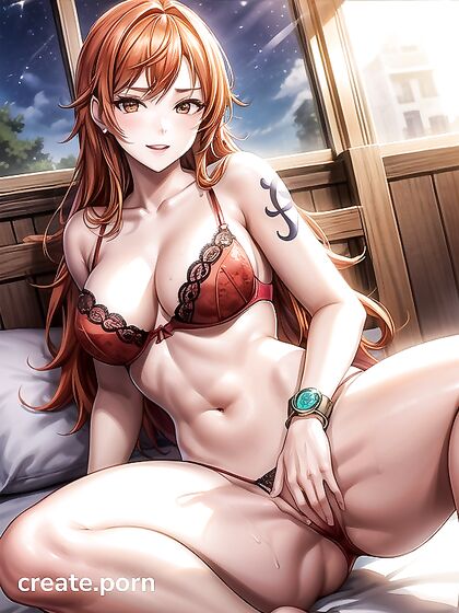 Nami's Medium Breasts Take Center Stage in Steamy Ginger Hentai AI Image