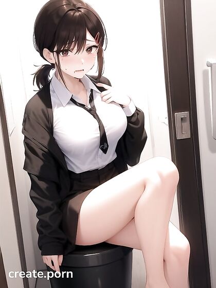 Kobeni Higashiyama Cries Intensely in Office Pants Hentai AI Image