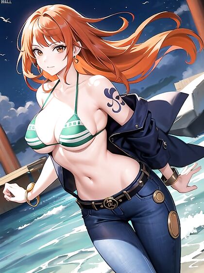 Nami and Ganyu from Gen Shin Impact in Steamy Hentai AI Image