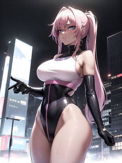 Pink-Eyed Beauty in Jacket Explores Steamy Cyberpunk City Hentai Adventures