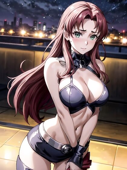 Navel Revealed, Seductive Gaze in Nighttime Hentai Fantasy