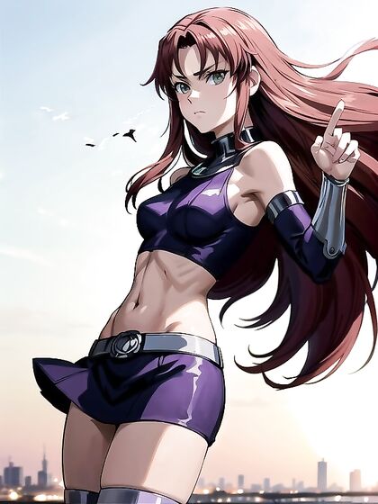 Starfire from Justice League Seduces You with Wind-Swept Hairstyles in Steamy Hentai AI Image