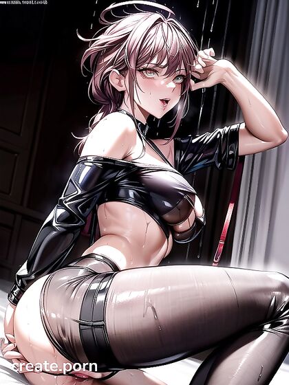 Large-Assed Beauty in Latex and Sport Bra for Steamy Hentai AI Image