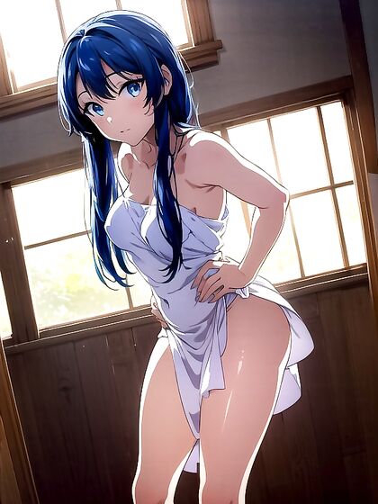 Lifted Skirt Reveals Seductive Fishnet Legs in Front View Hentai AI Image