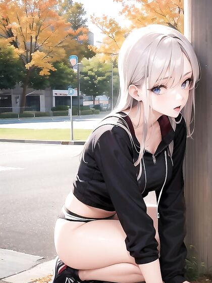 Autumn hentai fun in the public park with mind-blowing orgasms