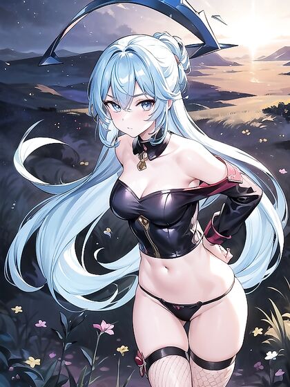 Topless Beauty in Fishnets Exploring Erotic Pleasures in Hentai Hentai AI Image