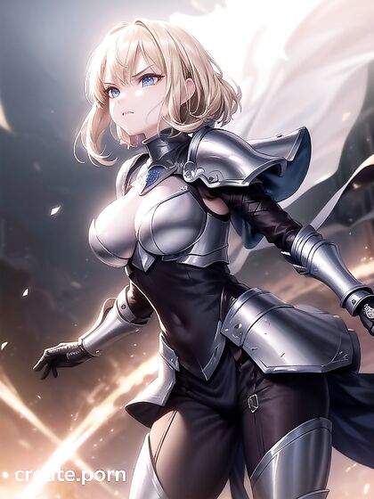 Blonde Beauty with Gold Skin and Sapphire Eyes in Seductive Hentai AI Image