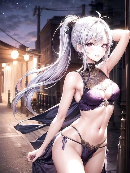 Model with Pale Skin Raises Her Arms for Seductive Hentai Pleasure
