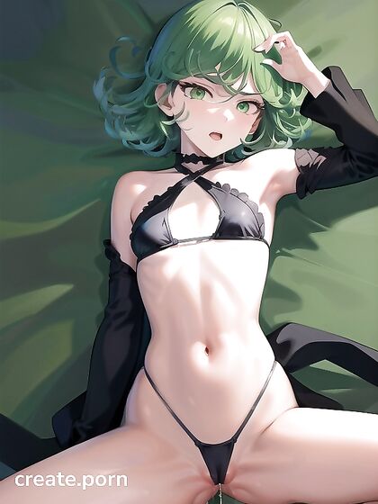 Skinny Girl 18+ with Green Eyes Seduces in Bikini for Steamy Hentai AI Image