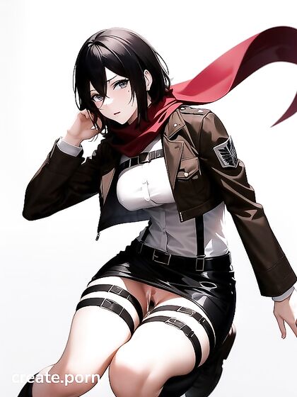 Mikasa Ackerman Enjoying Intense Cumshots and Creamy Creampies in Hentai AI Image