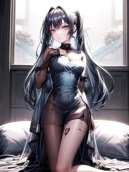 Blue-Eyed Beauty in Fishnets Exploring Intense Hentai Pleasure