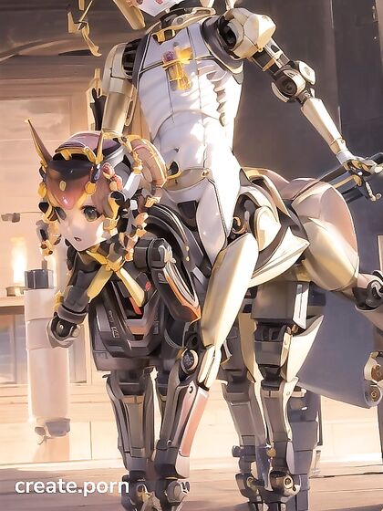 Centaur-Shaped Gyroid with Four Hooves and Beautiful Detailed Eyes in Hentai AI Image