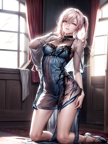 Small-Ass Beauty in Fishnets Seduces on the Couch in Steamy Hentai AI Image