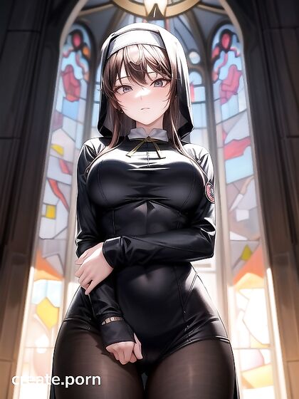 Nun with Seductive Brown Eyes Bent Over for naughty Hentai Pleasure