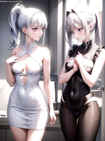 Skinny Girl 18+ with Tiny 18+ Ass Dressed Up for Seductive Hentai AI Image
