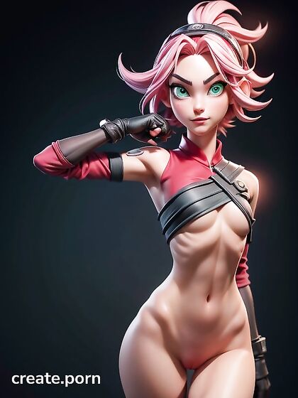 Sakura's Tiny 18+ Tits Take Center Stage in 3D Cartoon Hentai AI Image