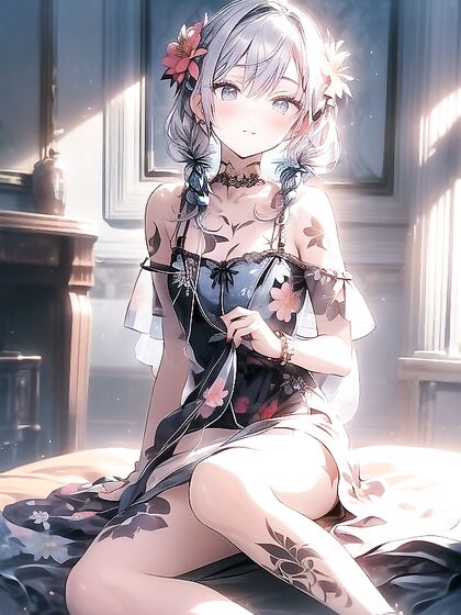 Bra Visibly Showing Under Her Dress in Seductive Hentai AI Image