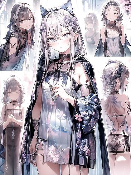 Seductive Woman in Dress with Bra Showing and Sexy Stockings in Hentai AI Image