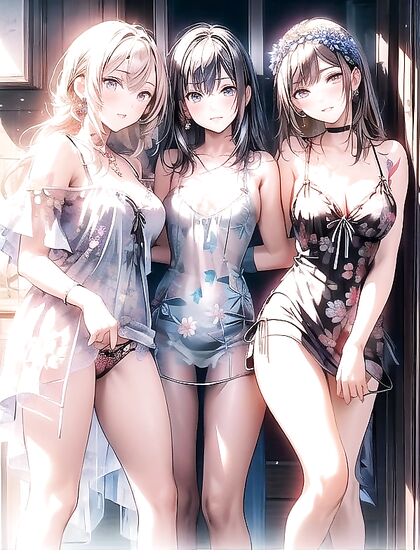 Small Breasts and Bra Visibly Showing Through Dress in Steamy Anime Hentai AI Image