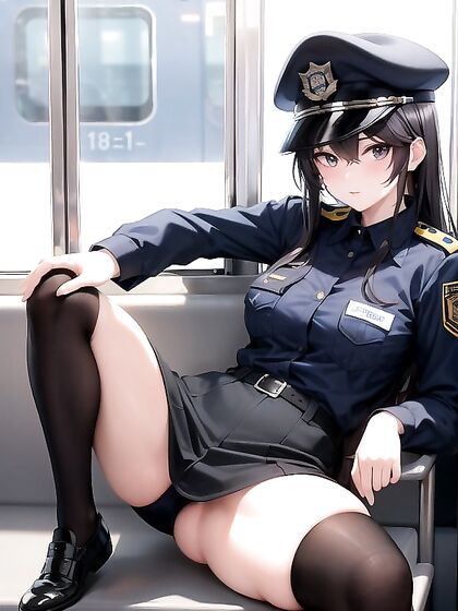 Uniformed Officer Takes Control in Steamy Train Car Hentai AI Image