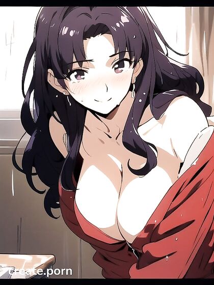 Girl 18+s with Purple Skin Share Intense Cleavage Moments in Erotic Hentai AI Image