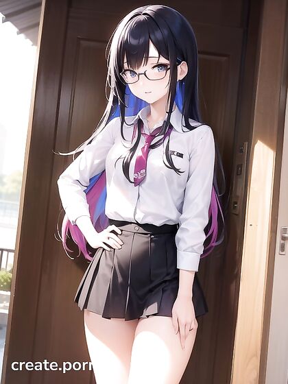 18-Year-Old Girl 18+ Stares Intensely at You in Seductive Hentai AI Image