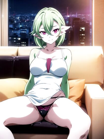 Waist-Shot Seduction - Thighs Spread Wide and Breasts Bared in Hot Hentai AI Image