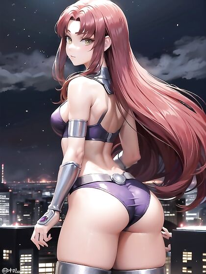 Starfire Basks in Soft Ambient Light for Full-Body Hentai Ecstasy