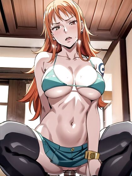 Seductive Babe in Bra, Mini Skirt, and Leggings for Steamy Hentai AI Image
