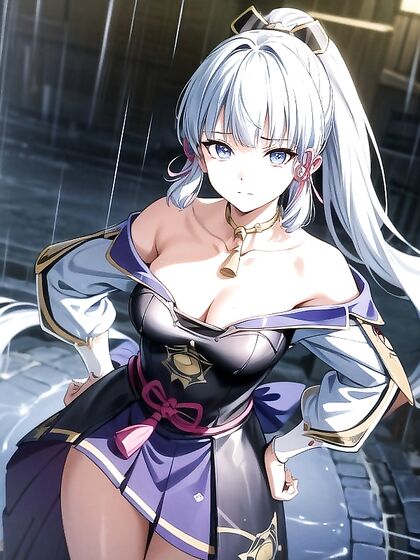 Wet Clothes Highlight Busty Perfection in Sensual Hentai AI Image