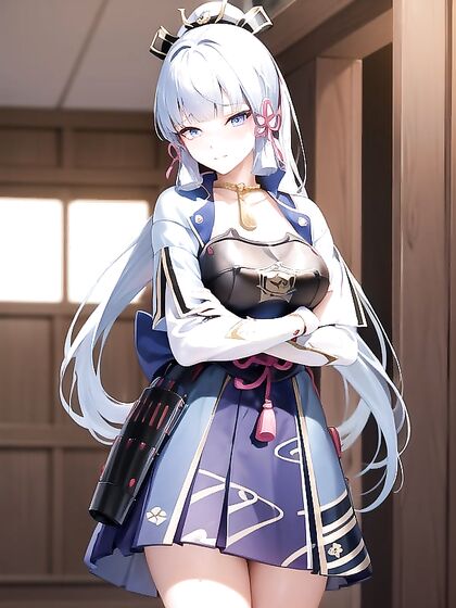 Kamisato Ayaka from Genshin Impact Bound and Pleasured in Steamy Hentai AI Image