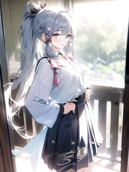 Kamisato Ayaka from Genshin Impact Seduces with Her Alluring Medium Breasts in Hentai AI Image