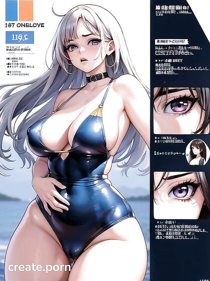 Large-Busted Beauty in Swimsuit Takes Center Stage in Vibrant Hentai AI Image