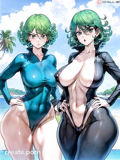 Thick Babe in Swimsuit Poses Seductively with Hands on Hips for Steamy Hentai AI Image